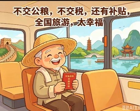 〔“五.一”假期愉快〕
不交公粮不交税；
农民种地有补贴；
全国旅游太幸福；
南