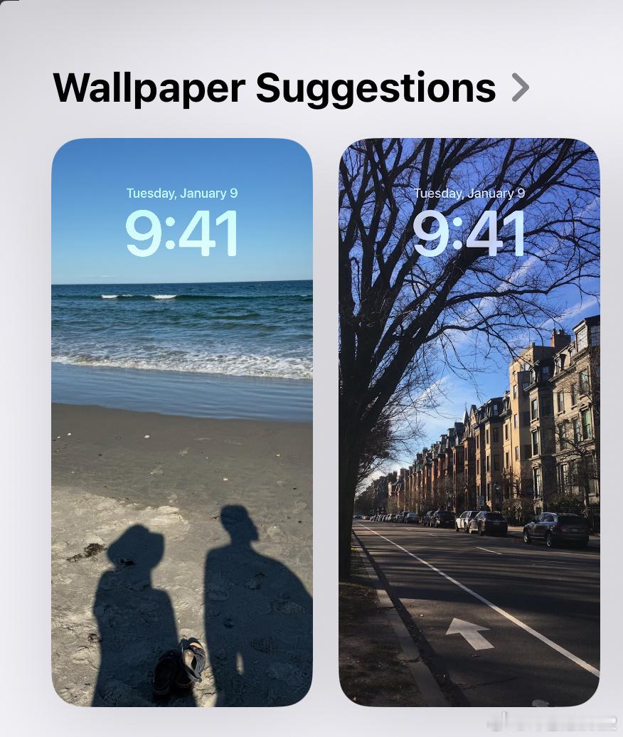 我的手机给我推荐了几款壁纸，都是从我拍的照片里挑出来的，不得不说，苹果的审美感觉