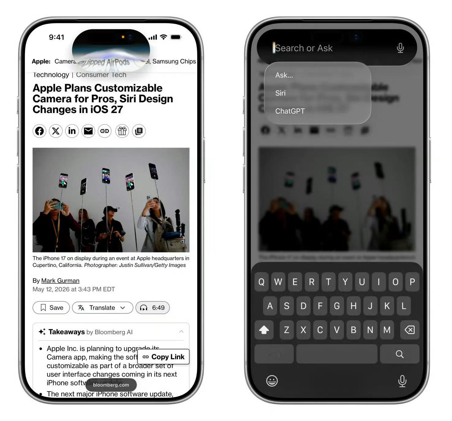 来提前感受一下iOS27只不过这些新功能几乎都是要 AI 才能实现，也不知道我们