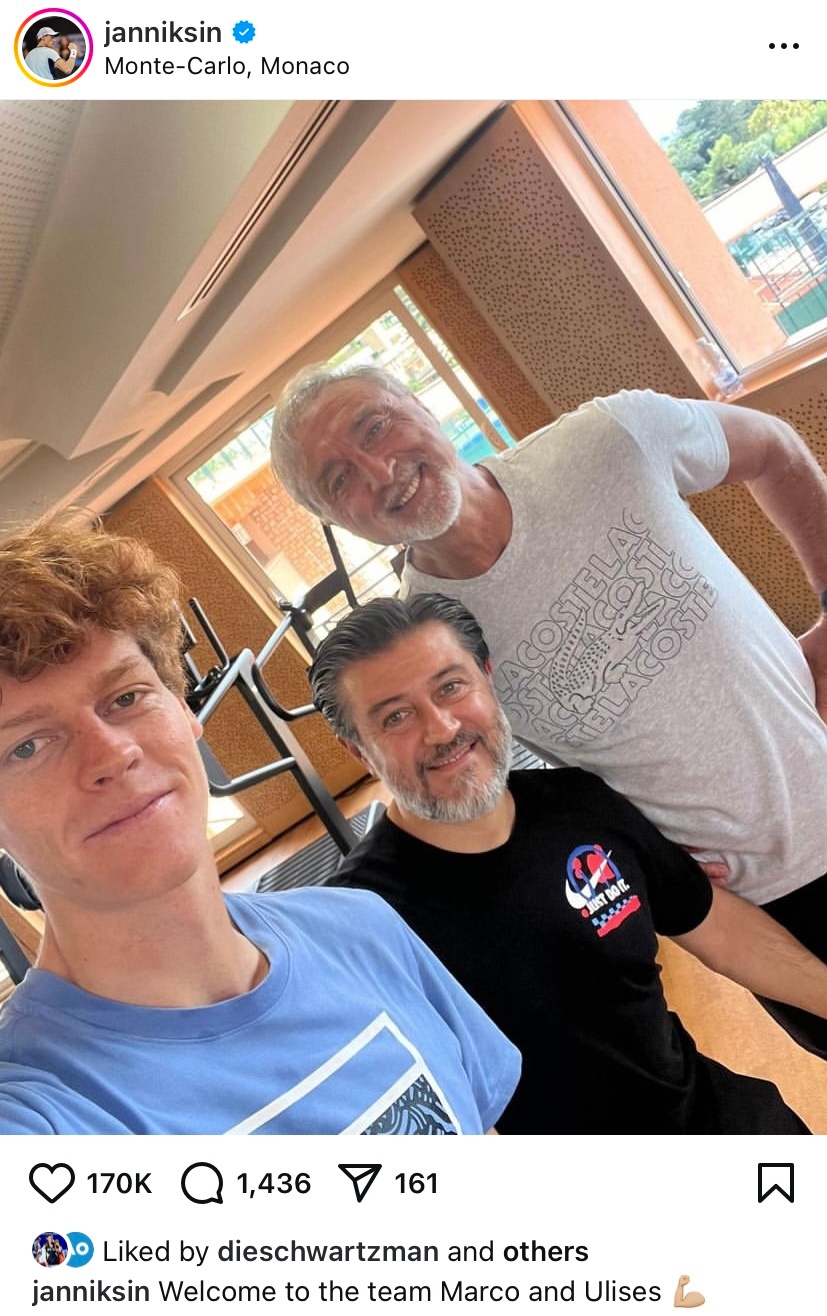 继招募体能师马科-帕尼奇之后，辛纳刚刚宣布与德约科维奇的前理疗师巴迪奥开始合作，