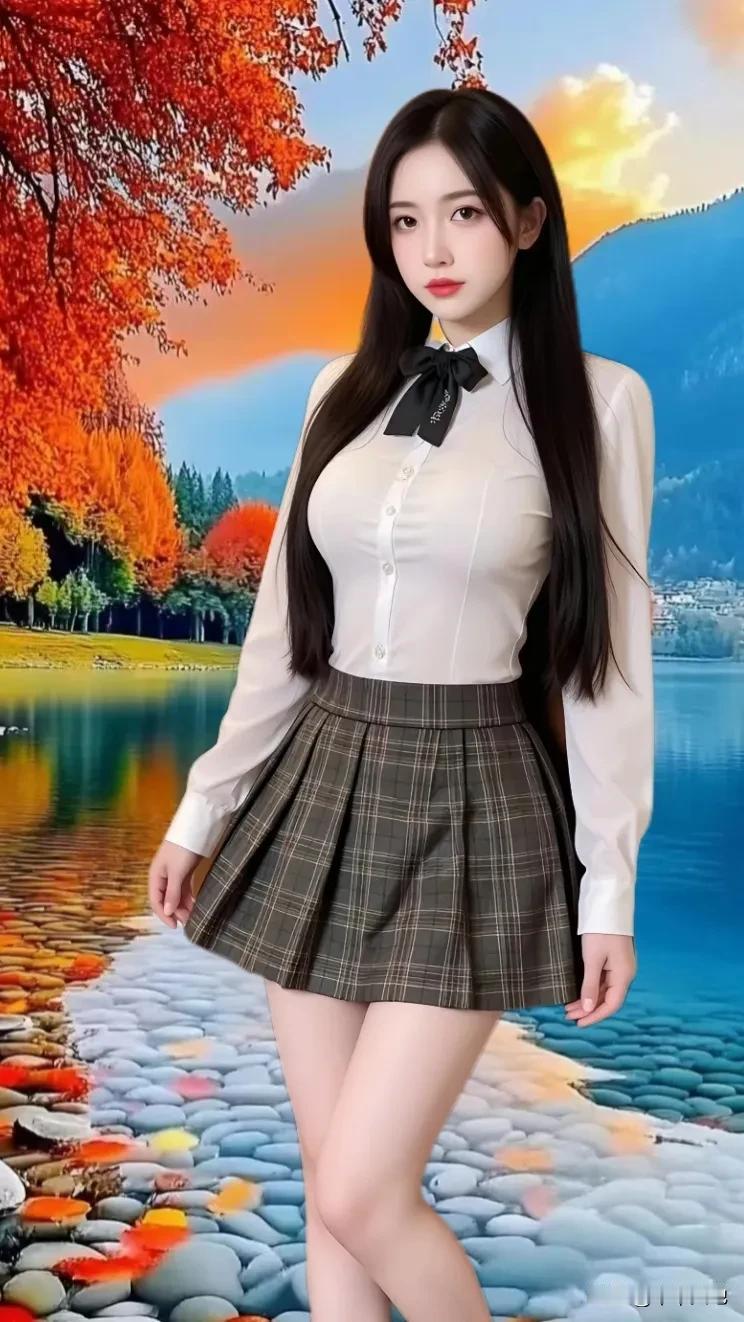 秋日校园里的少女总是充满着独特的魅力。那金黄的落叶像是为她们铺就的华丽地毯。她们