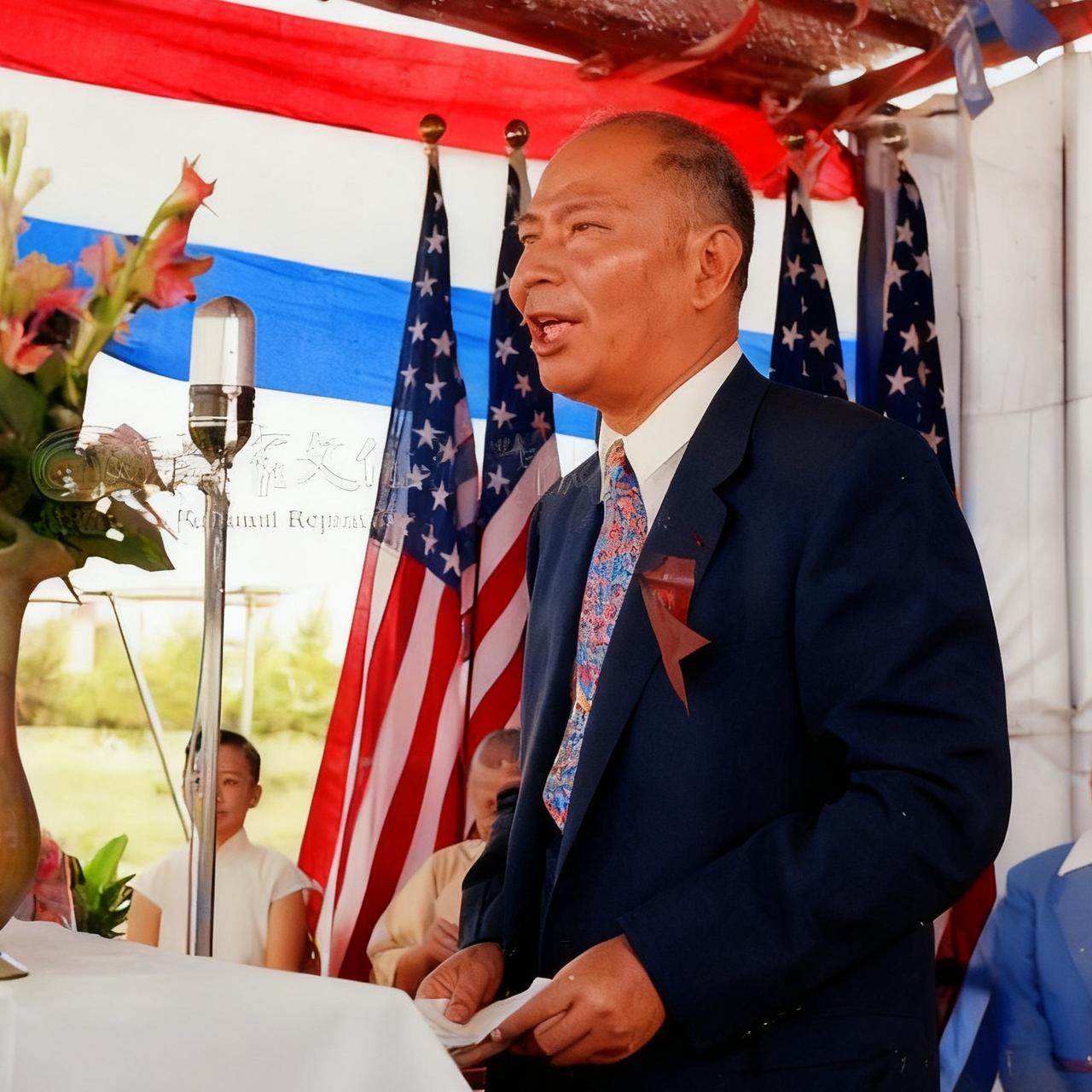 50年代，周至柔留下一张罕见旧照，身着西装立于台上发言，他曾是吴石将军的直属上司