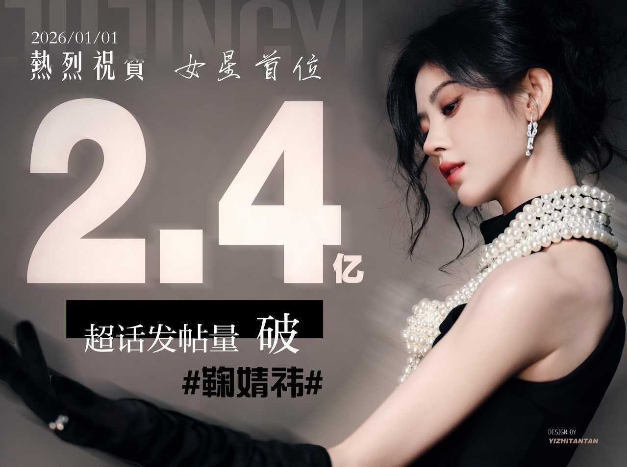 鞠婧祎发帖量破2.4亿海报，女星首位 