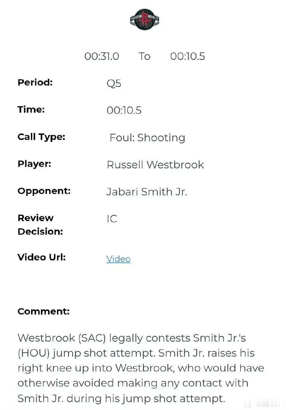 NBA官方出具火箭vs国王末节和加时最后两分钟的裁判报告。共出现4次漏判和1次错