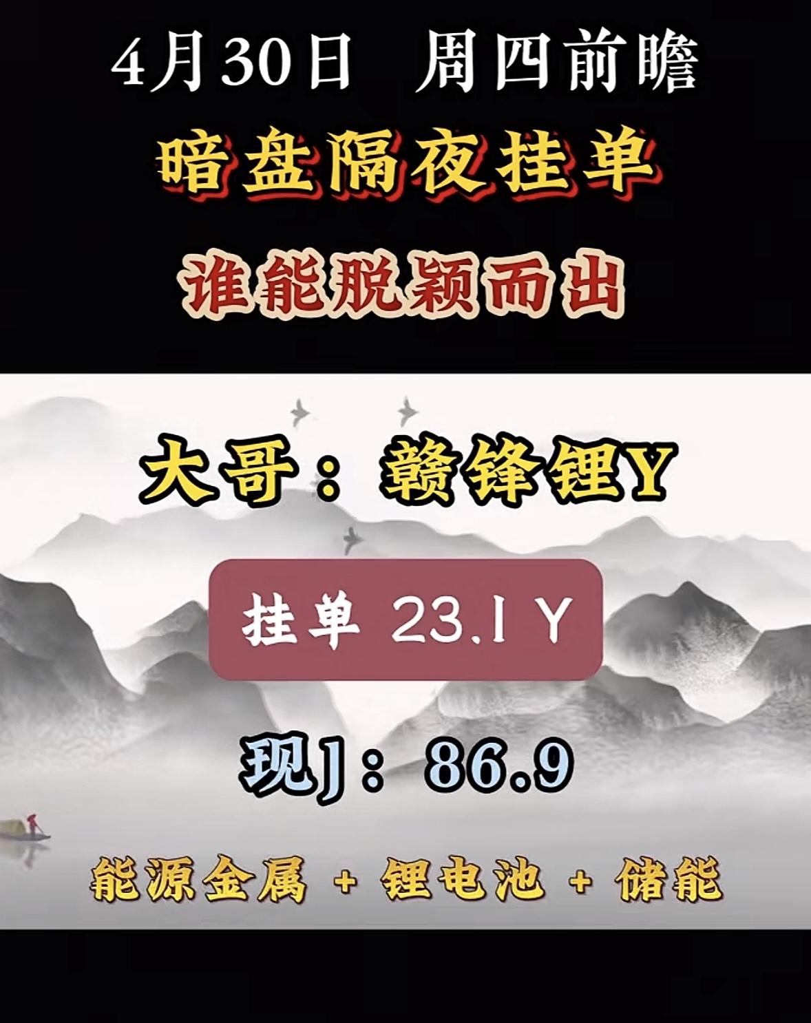 4月30日周四暗盘隔夜挂单排行榜揭晓

暗盘隔夜挂单就像一场激烈的竞赛，谁能脱颖