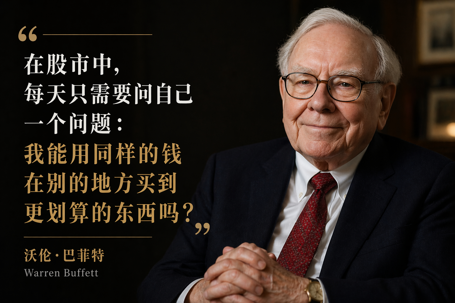 巴菲特：“在股市中，每天只需要问自己一个问题： 我能用同样的钱在别的地方买到更划