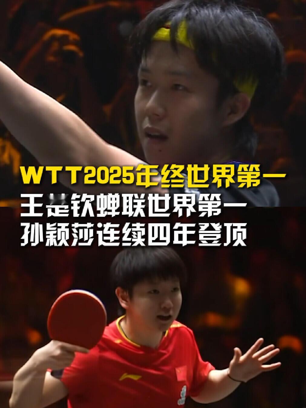 莎莎和王楚钦是WTT的年终第一，孙颖莎连续四年，这含金量谁懂，真的让人好心疼，荣