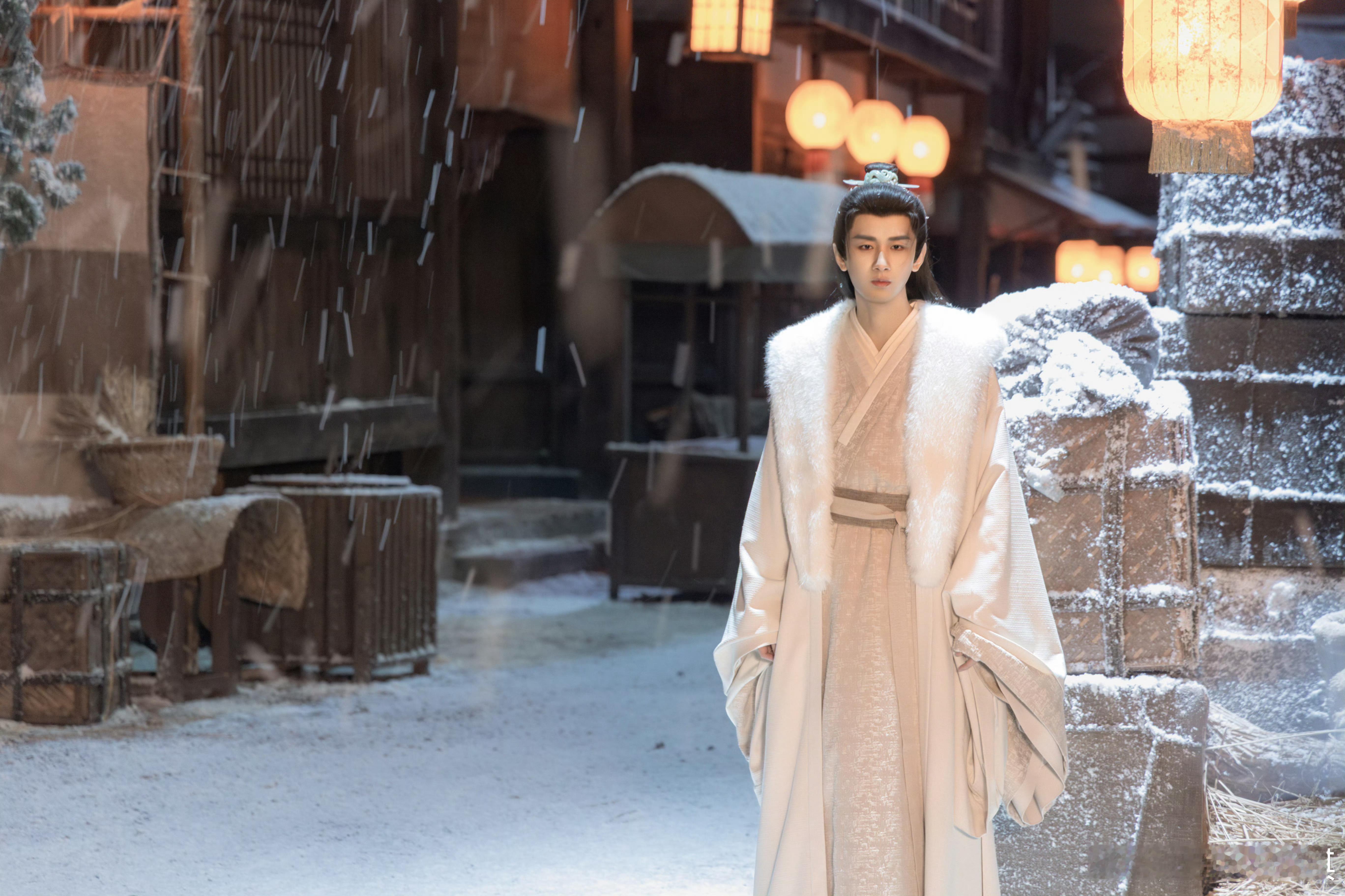 成毅长安二十四计cy成毅谢淮安雪至白衣大氅 如玉而立轻盈的薄礼淋雪的冬在化一个神