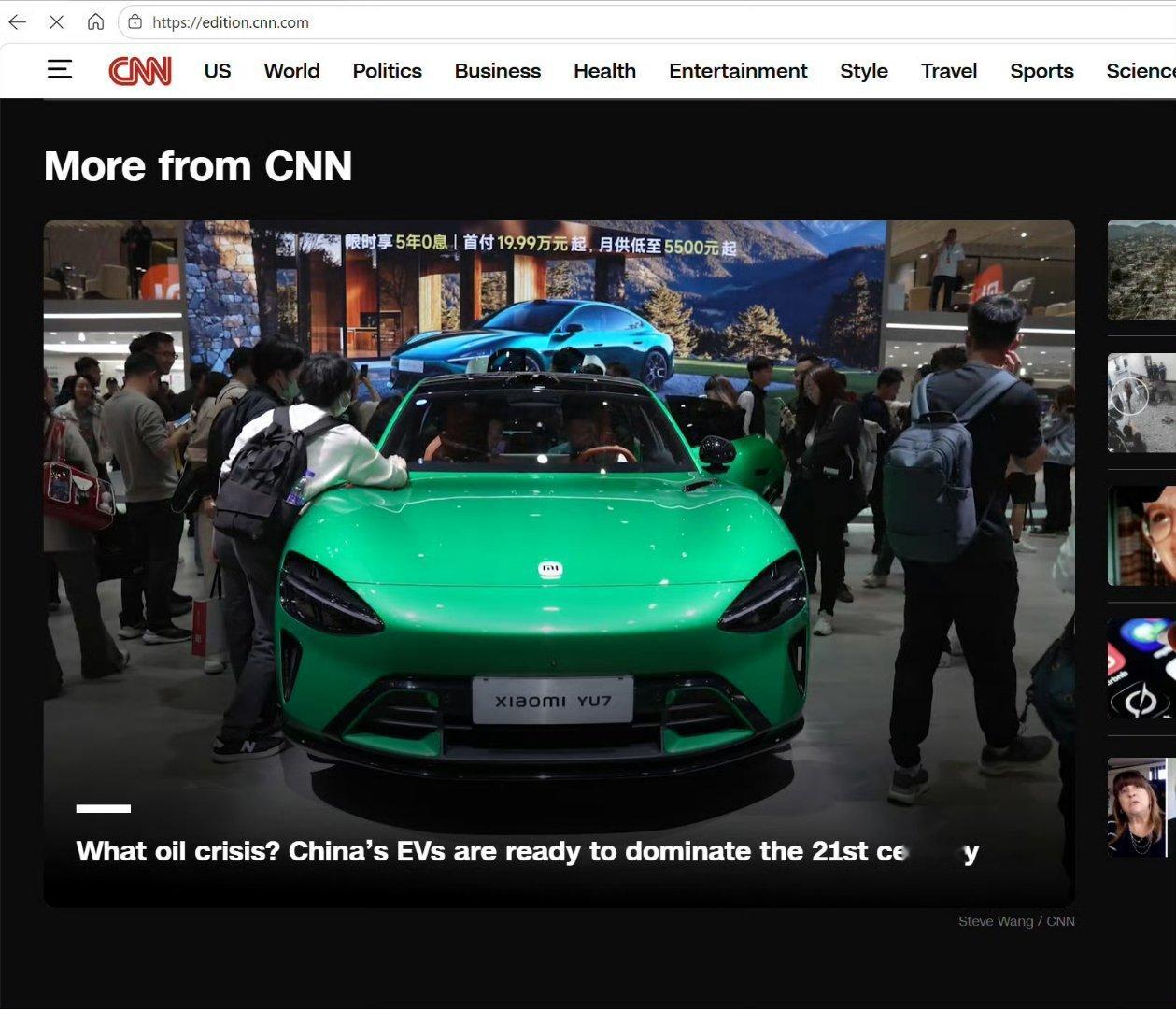 CNN的中国汽车代表这不是我的宝石绿yu7嘛 