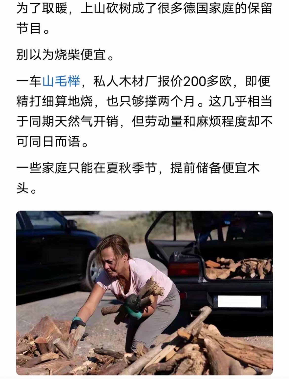 感谢美国，感谢欧盟，感谢乌克兰
德国人已经过上了原始人的生活了
他们连续砍了三年