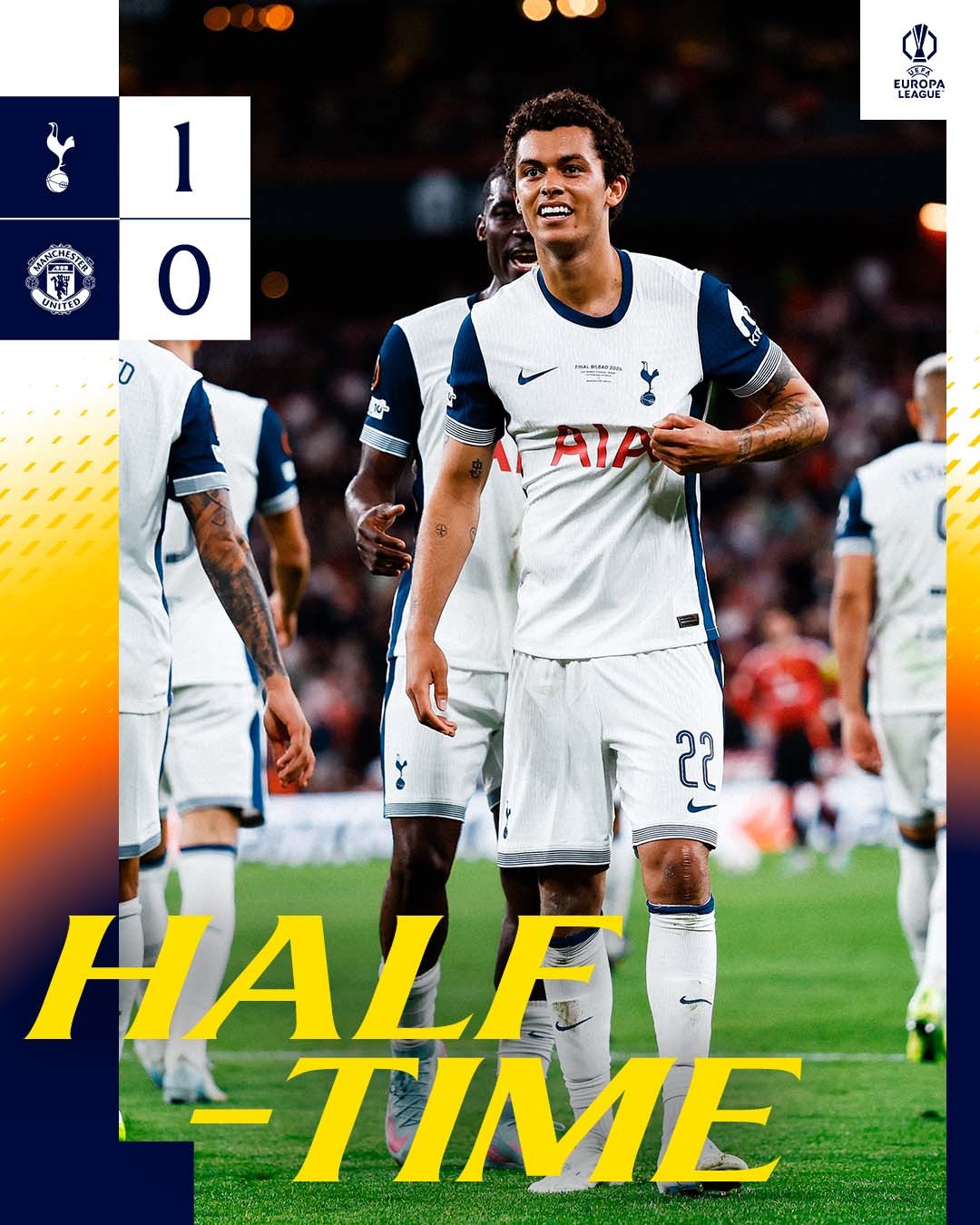 上半场比赛结束！热刺1比0领先曼联！！coys ​​​