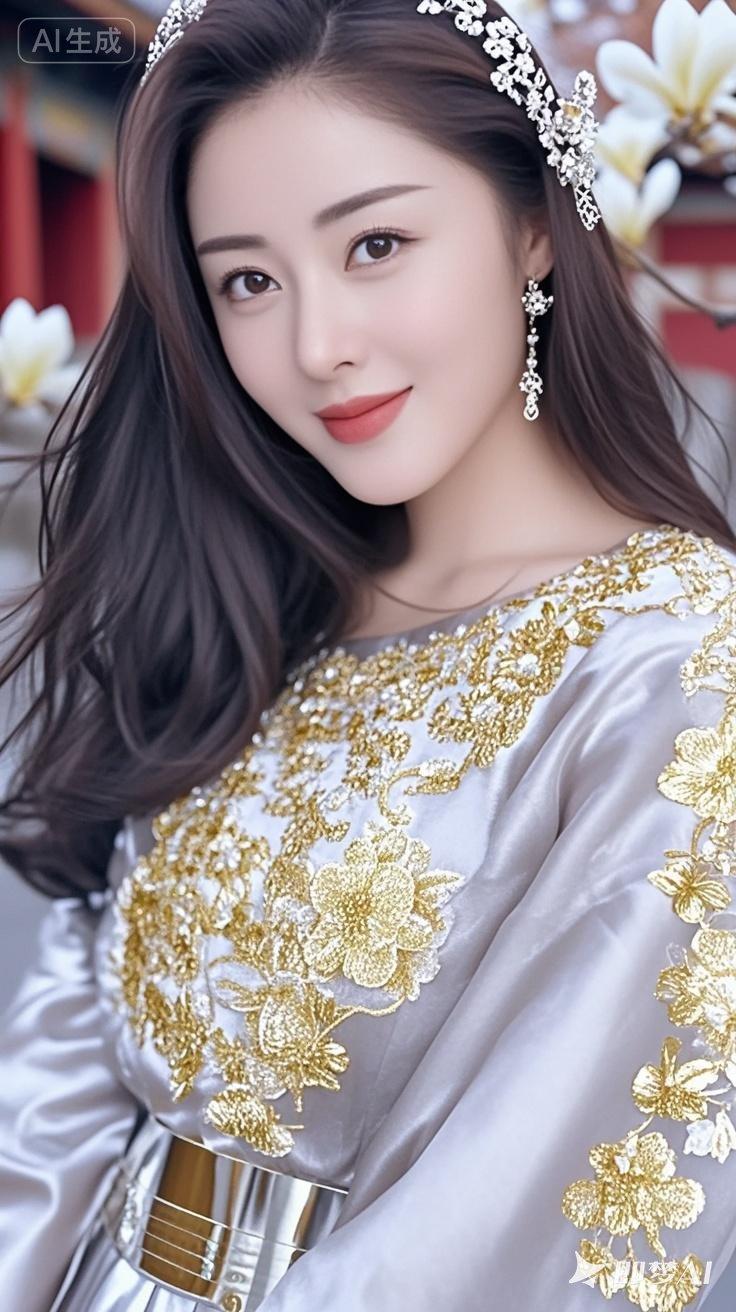 梦幻古风少女，金花刺绣裙，唯美动人！