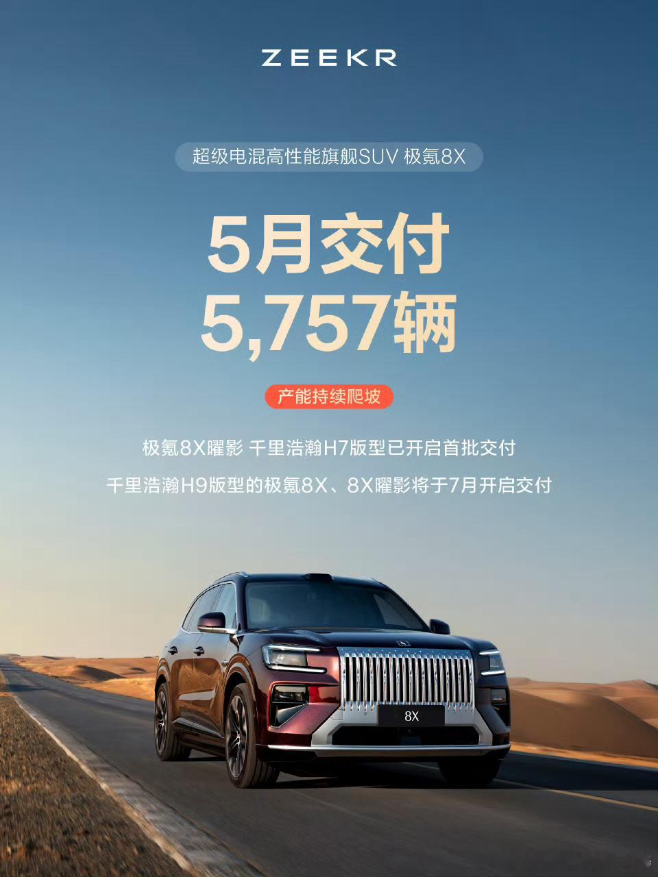 极氪5月交付34377辆极氪 极氪5月交付成绩出炉，全月售出34377辆，同比增