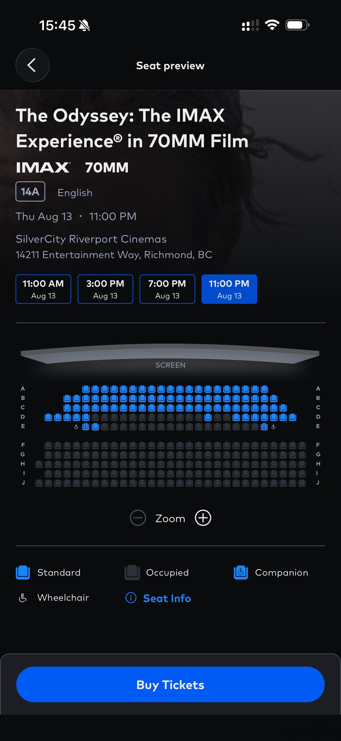 论诺兰的奥德赛能有多火，尤其是IMAX 70mm的场次，我已经选到了下个月的13