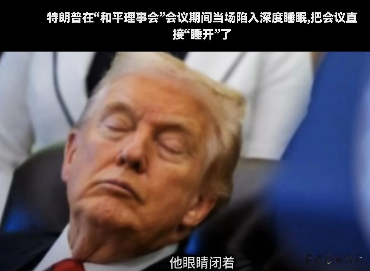 “和平理事会”首次会议成了吹眠会，不信你看，懂王彻底睡着了。特朗普本想抛开联合国
