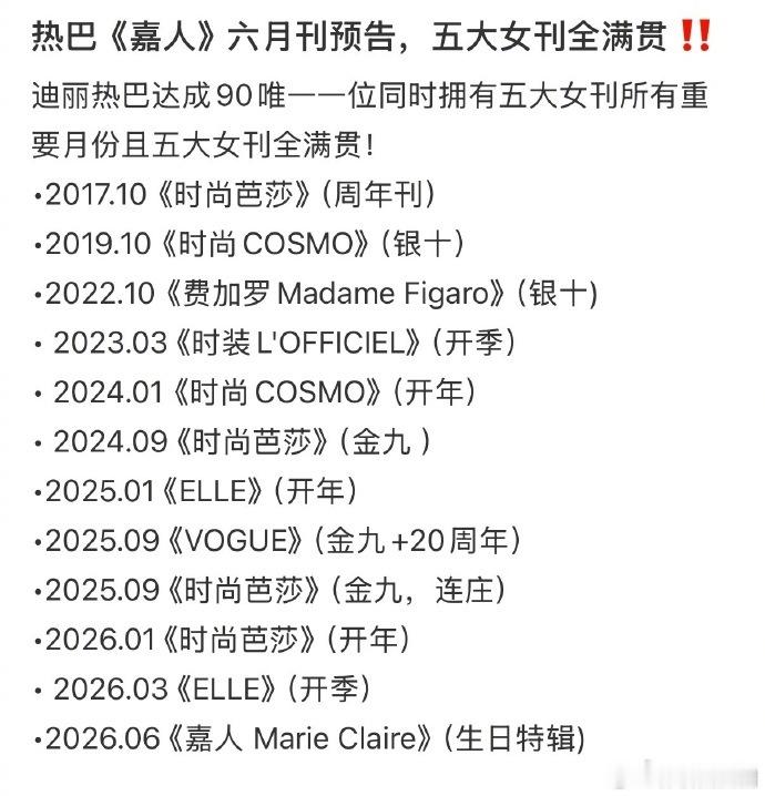 迪丽热巴正式达成五大女刊满贯迪丽热巴90花首位五大女刊满贯迪丽热巴  你巴还是你