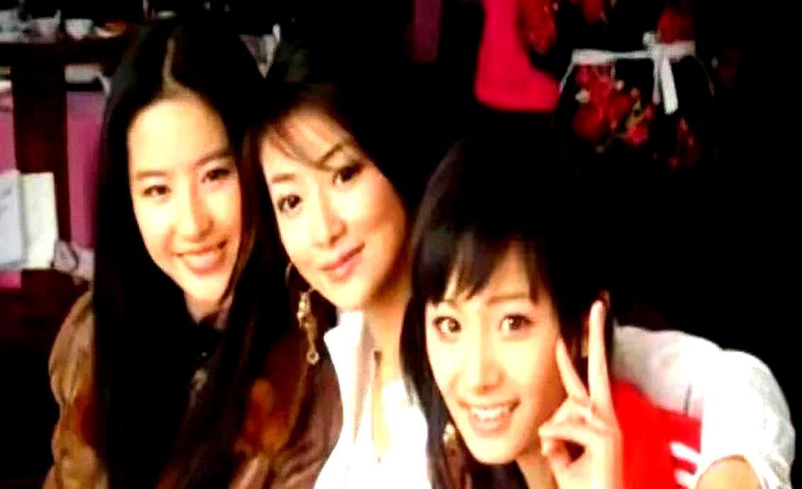 合照里刘亦菲头向左，杨幂头向右，中间主编的脸僵得像块石板。
晚宴桌上她们隔了八个