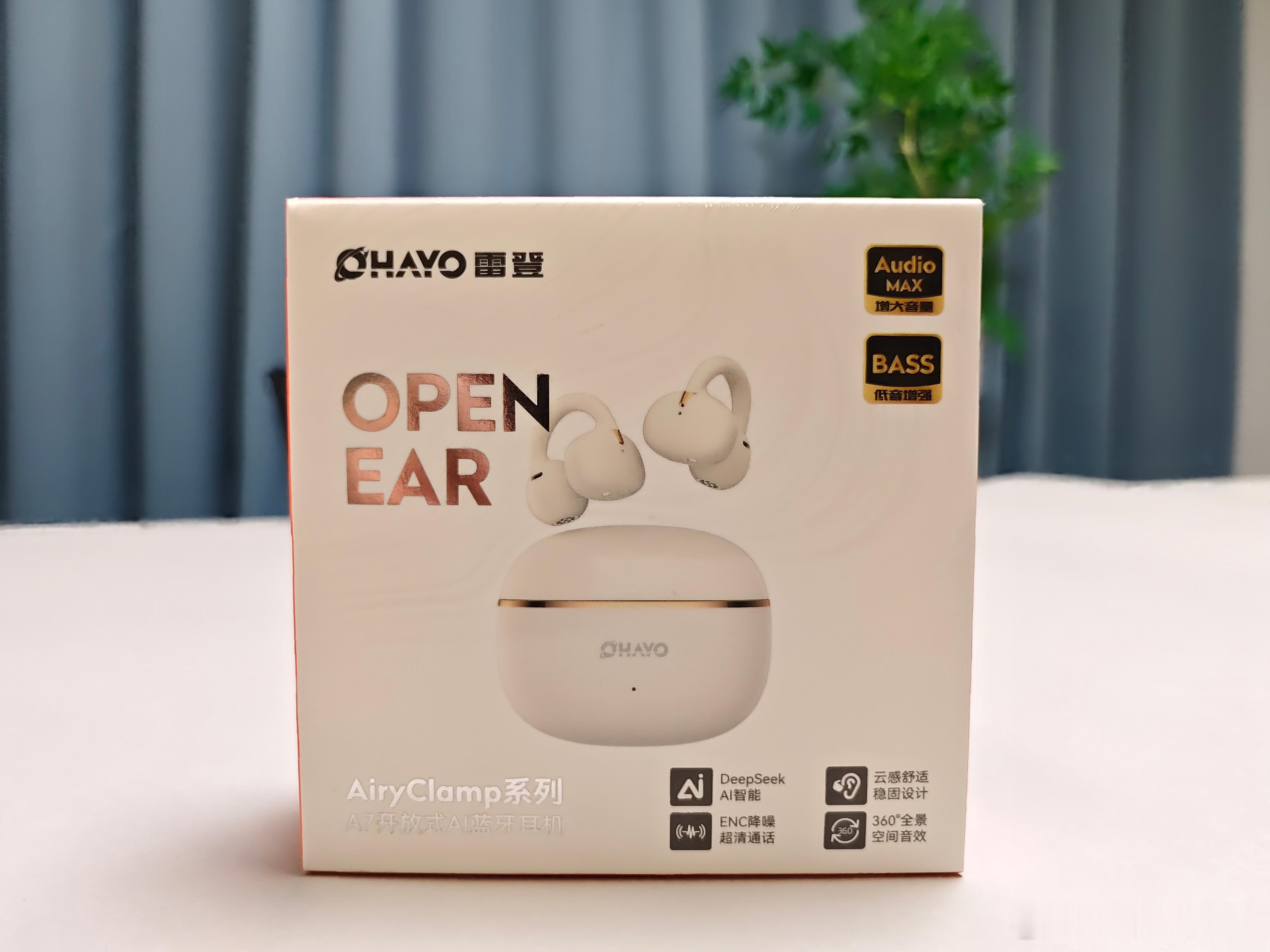 入手一件OHAYO雷登AiryClamp系列，A7开放式AI蓝牙耳机。这款耳机不