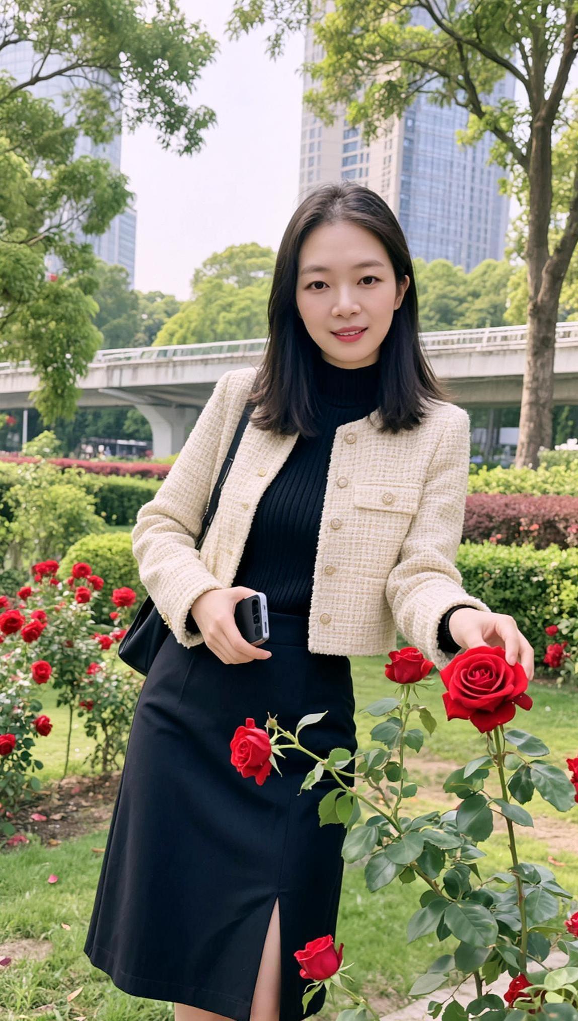 AI都市花园照 颜值在线 清纯甜美女孩秋冬穿搭