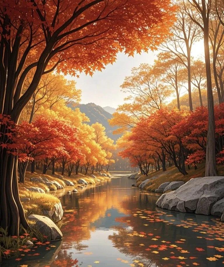 秋天的树叶，就像大自然打翻的调色盘，美得让人窒息。9月26日秋分刚过，小区绿化带