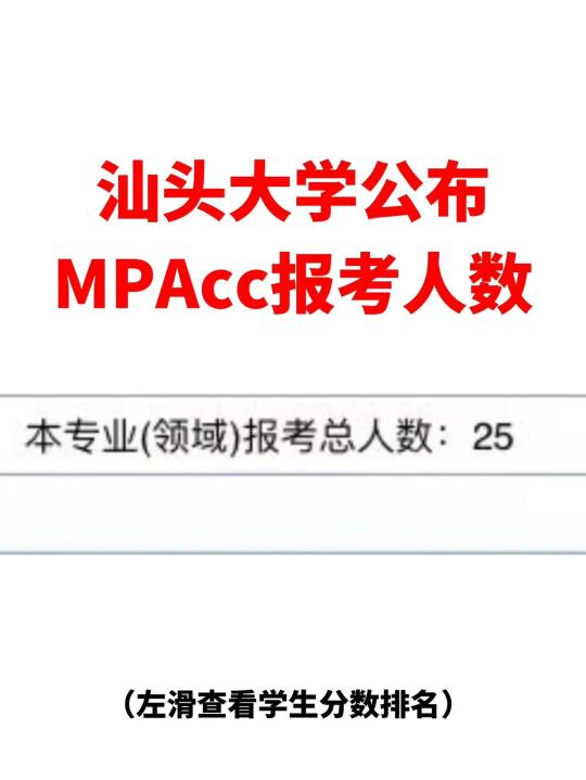 仅25人！汕头大学公布25年MPAcc报考人数！