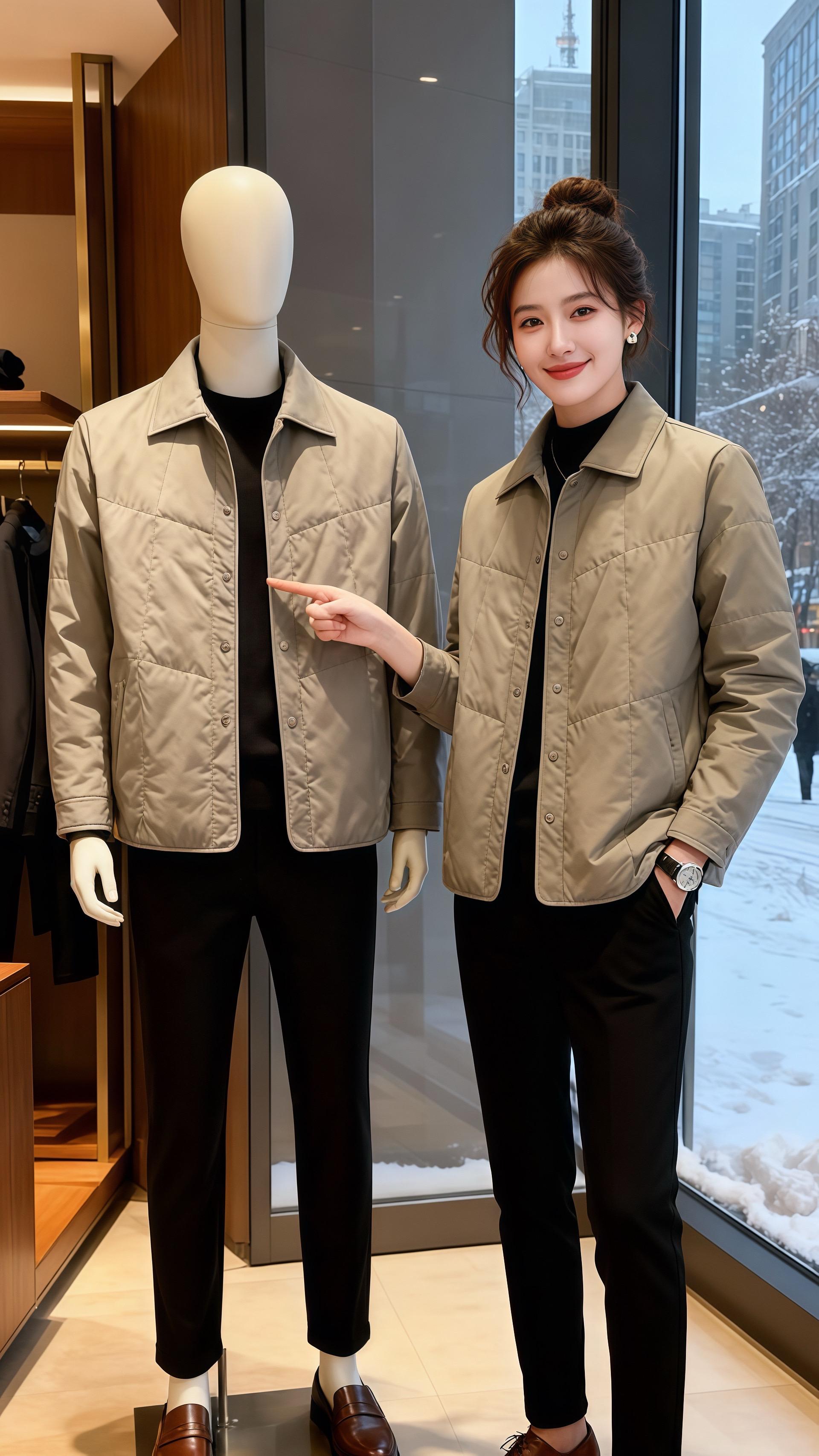 雪落满街那天，许妍捧着热咖啡靠在窗边，浅灰翻领棉服衬得她脖颈线条像落雪...