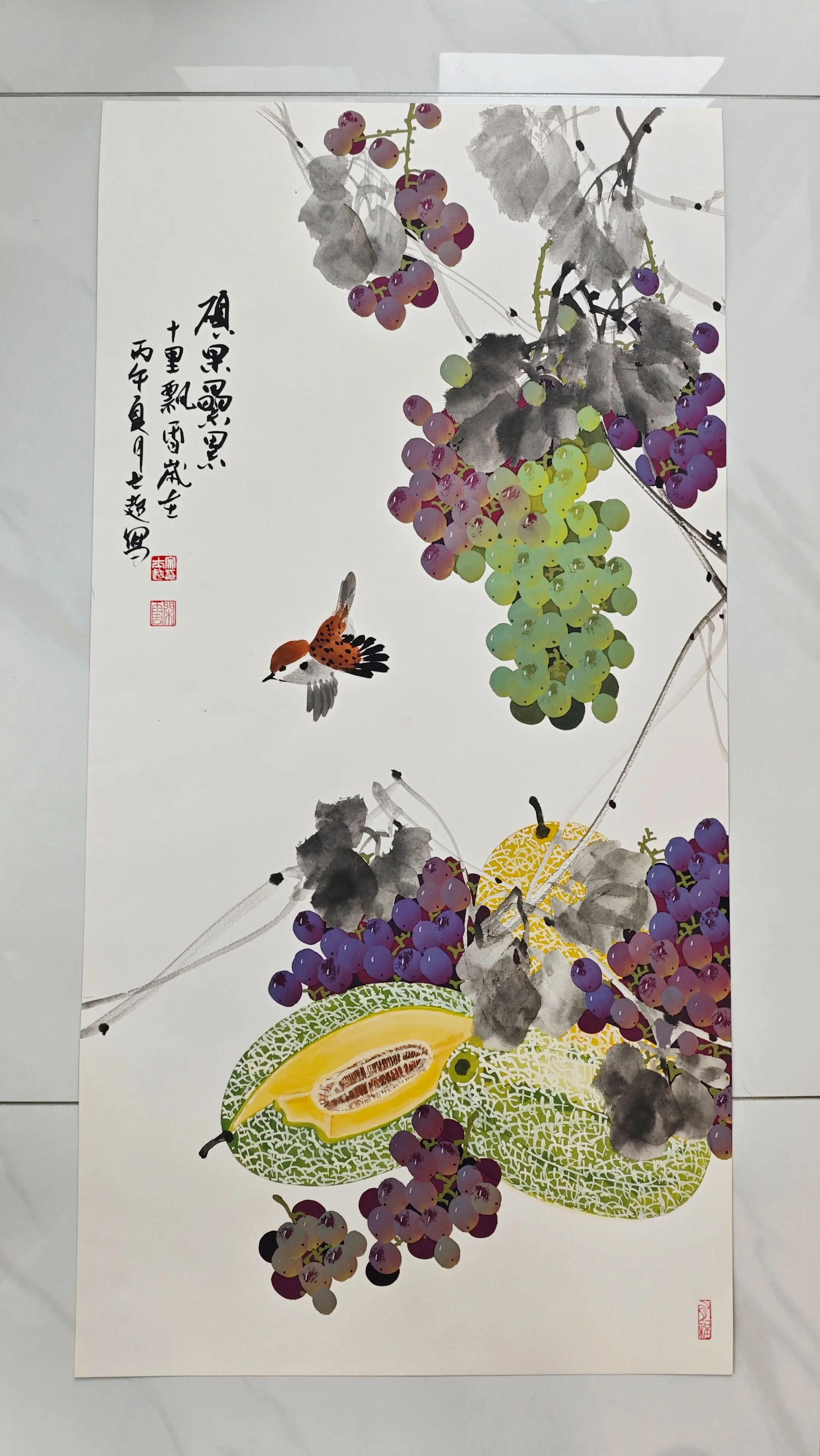 国画葡萄。      国画葡萄