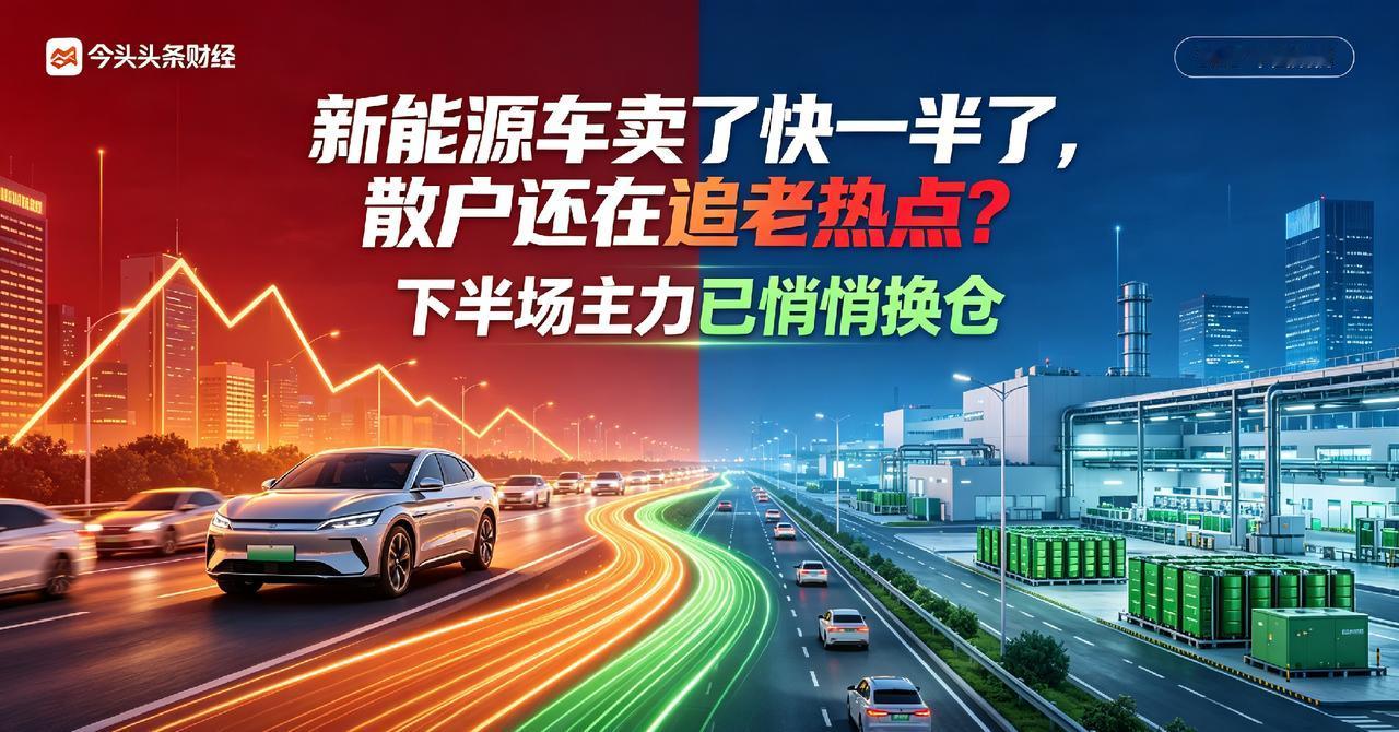 新能源车卖了快一半了，散户还在追老热点？下半场主力已悄悄换仓。

大家好，我是小