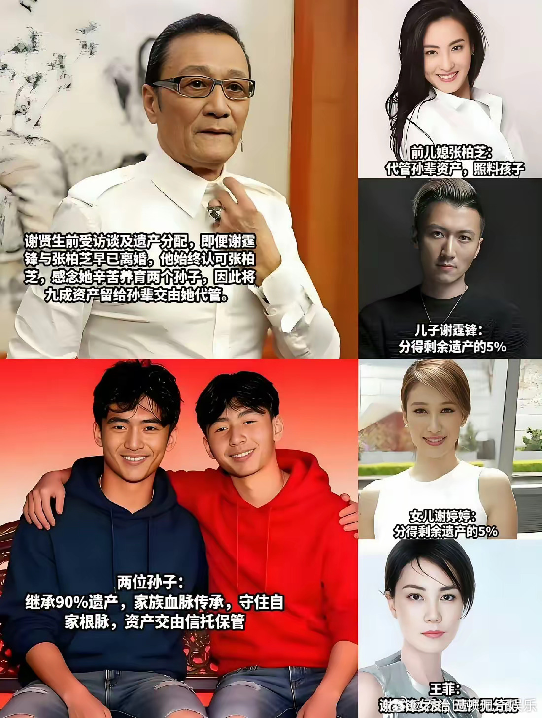 谢婷婷只拿5%遗产上了热搜，我觉得这根本不是问题，因为谢贤分配的这5%的遗产，目