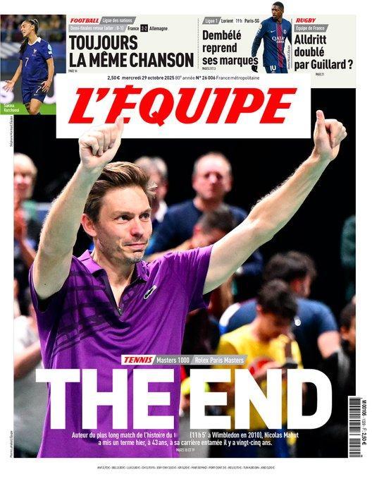 43岁法国老将马胡在2025巴黎大师赛退役，赞助商把他职业生涯穿过的球衣陈列在球