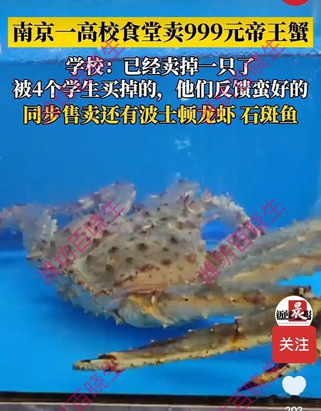 近期，南京大学食堂出售999元一份的帝王蟹一事被新京报批评了，结果和北京日报当初