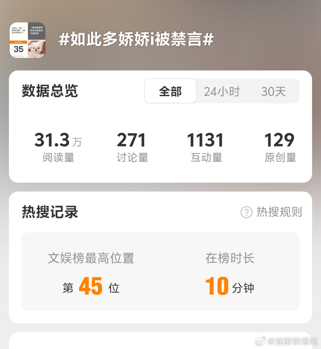 娇娇又进去了，新号没关注，她最近在吐槽谁啊如此多娇娇i被禁言