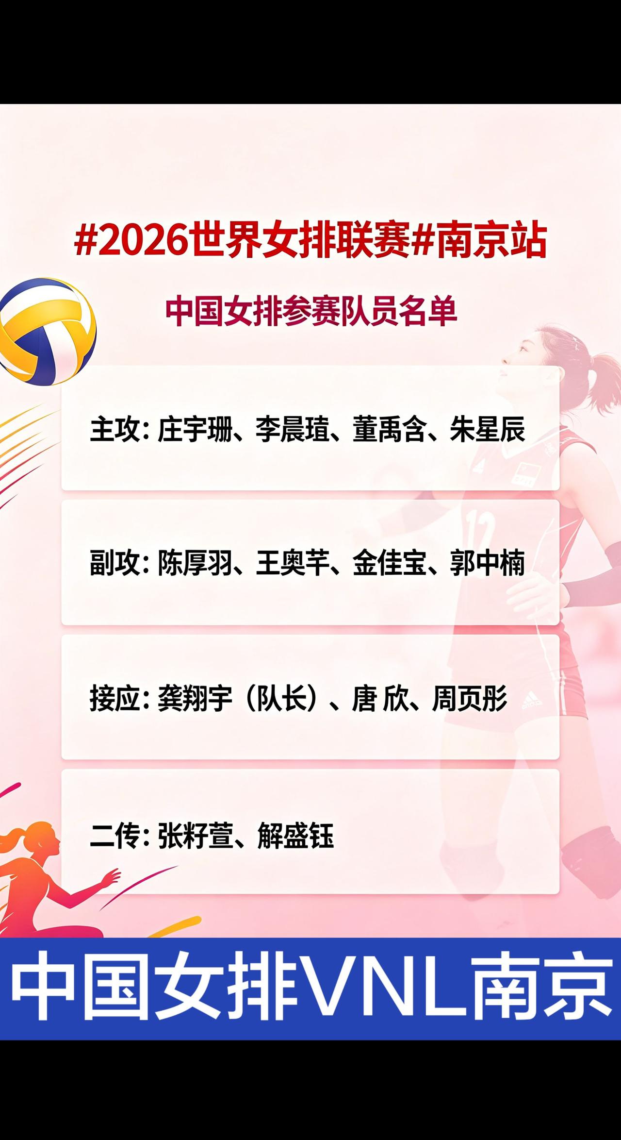 中国女排南京14人名单！2026世界女排联赛 南京站，波兰记者爆出中国女排[超话