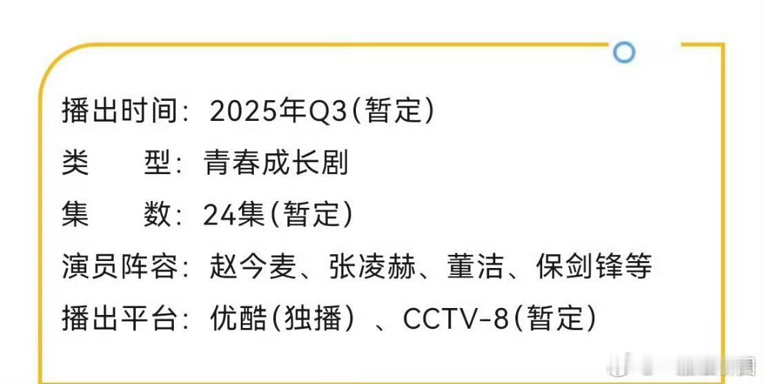 赵今麦 张凌赫《樱桃琥珀》播前招商啦！预计7月中旬CCTV8黄金档、优酷播出[打