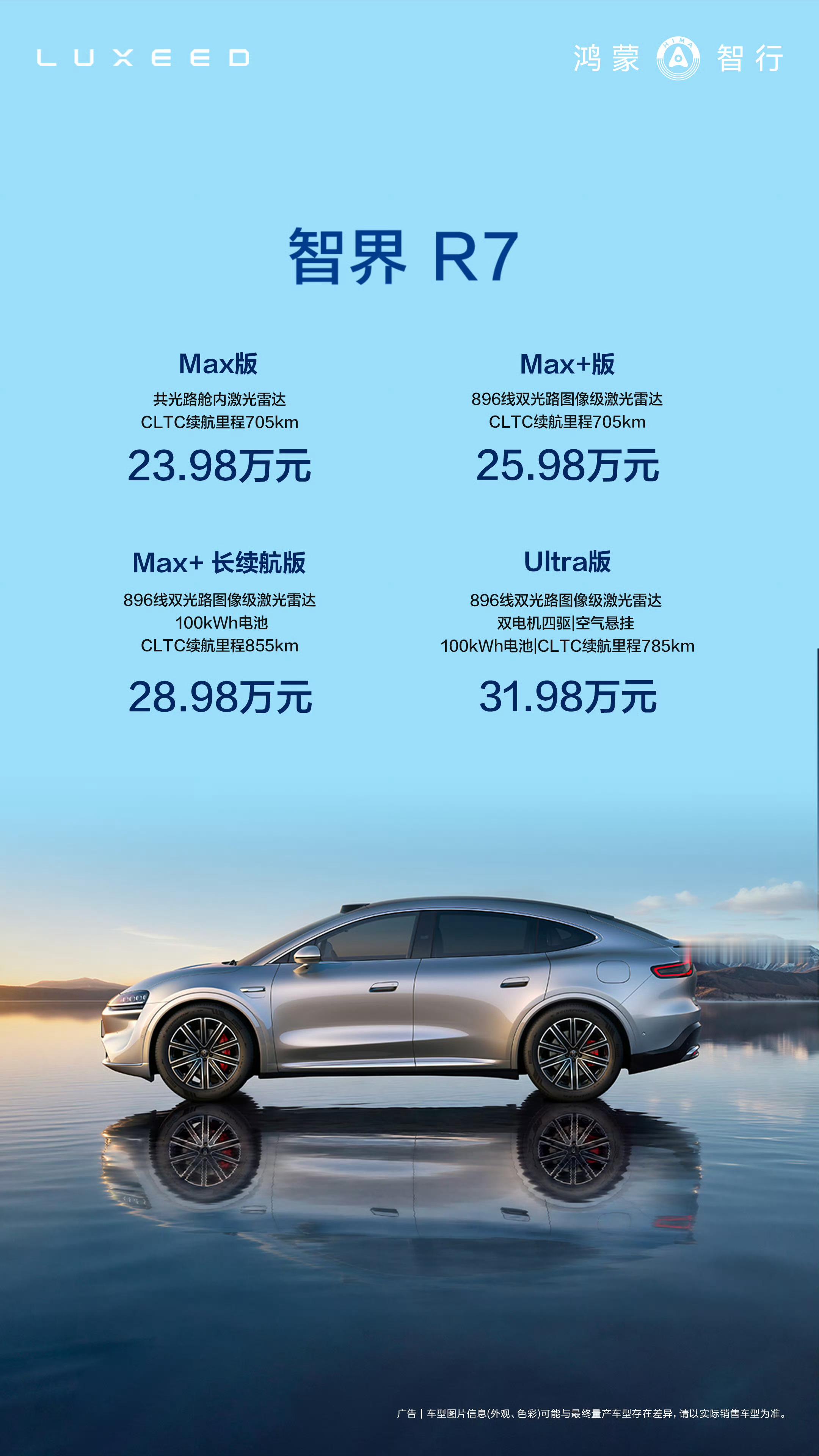 新款智界R7上市，23.98-31.98万元 ​​​