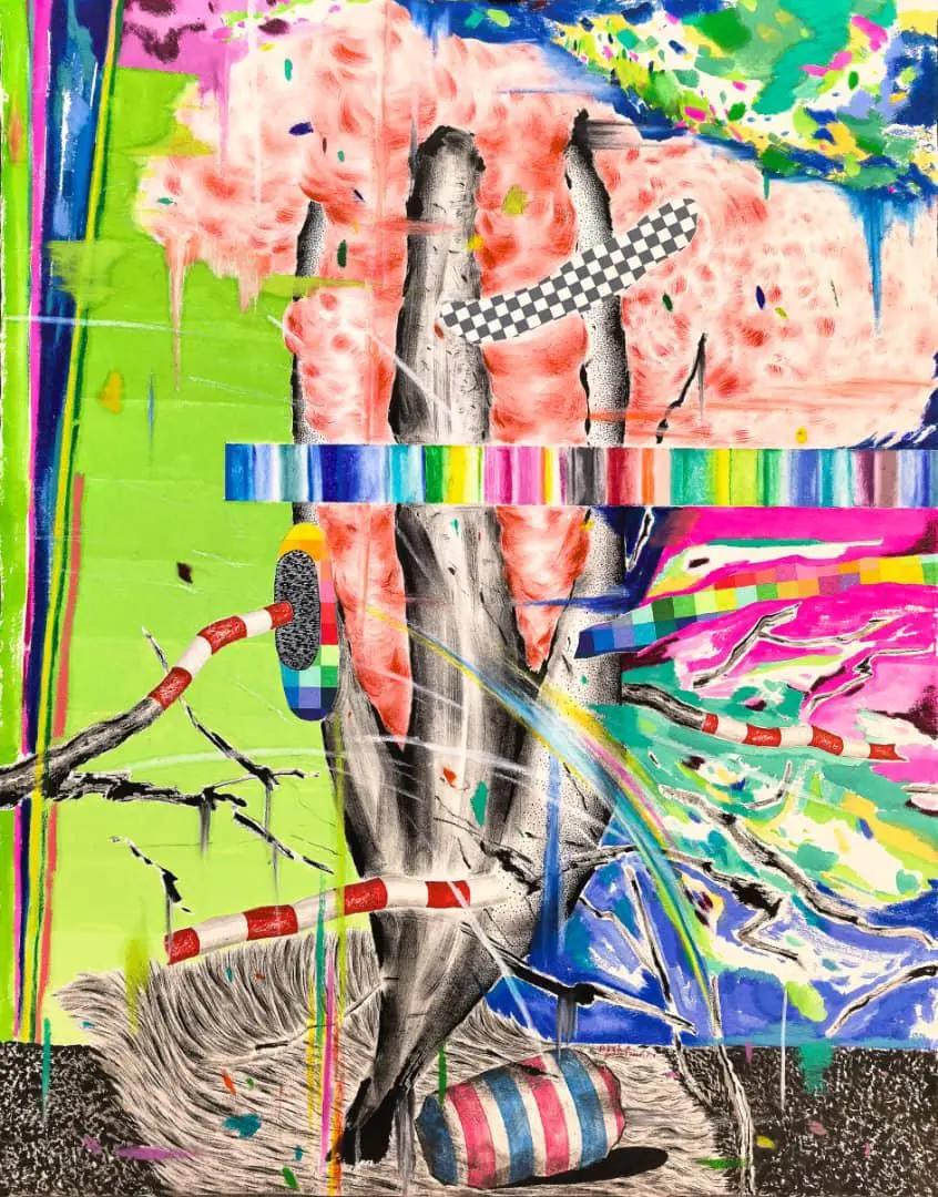 卢守辉作品《野蛮生长》野蛮生长9，纸本综合材料，120×97cm，2026。,艺