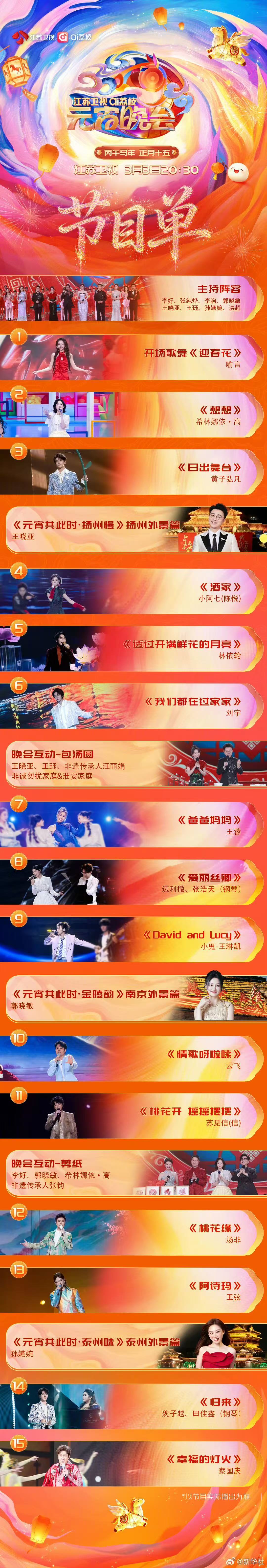 喻言江苏元宵晚会开场舞喻言江苏元宵晚会开场 期待喻言