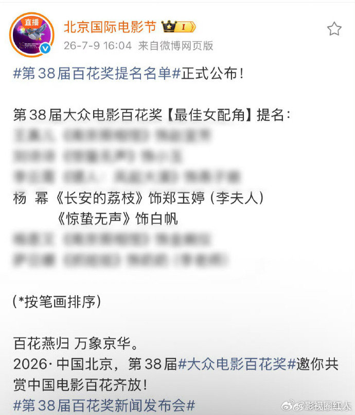 杨幂百花奖最佳女配双提名杨幂获百花奖最佳女配提名 杨幂百花奖最佳女配双提名，恭喜