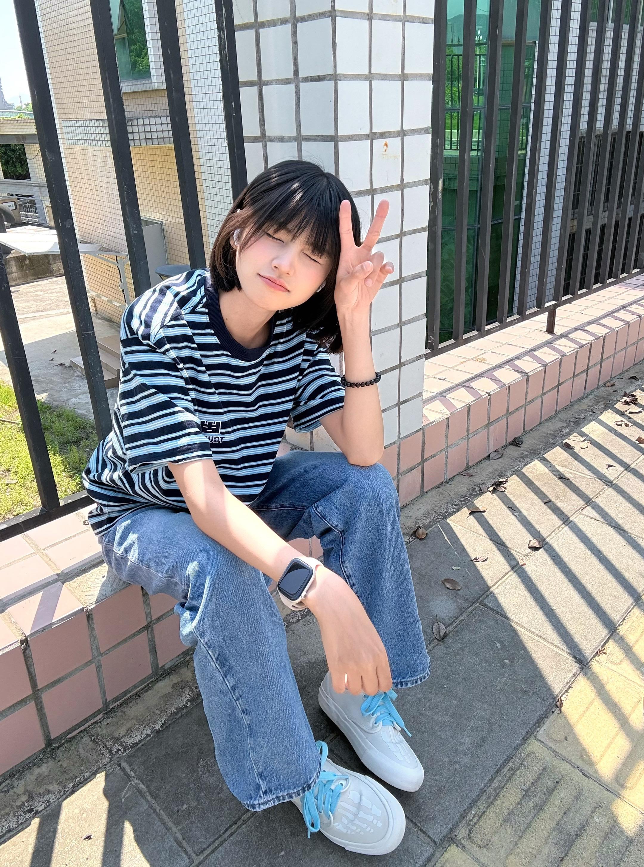顽尔板鞋 短发 夏天的味道 夏季 少年感