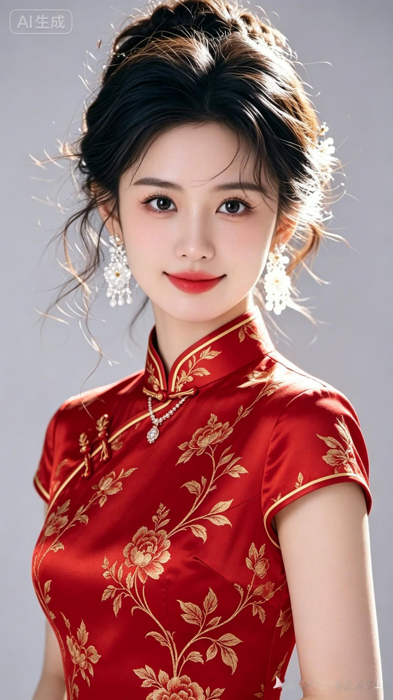 红衣美人，金花刺绣，典雅高贵，韵味十足！🌸💃