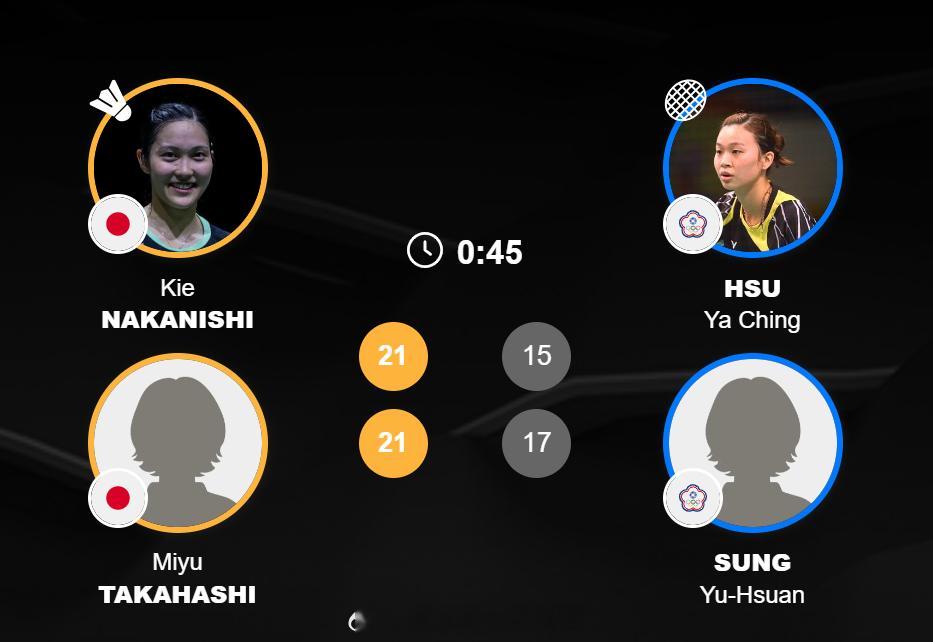 女团 1/4赛 日本 2-0 中国台北 女单 郡司莉子 21-13 21-16 