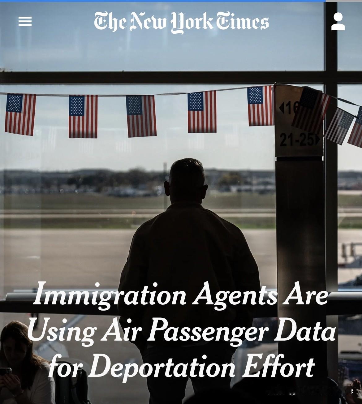 《纽约时报》突发新闻：特朗普政府正在与美国移民及海关执法局（ICE）官员共享所有