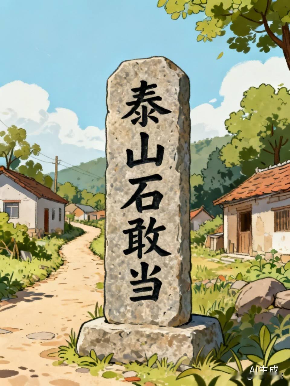 上周回鲁中老家，在村头丁字路口还看见那块立了快三十年的泰山石敢当，青石板上五个字