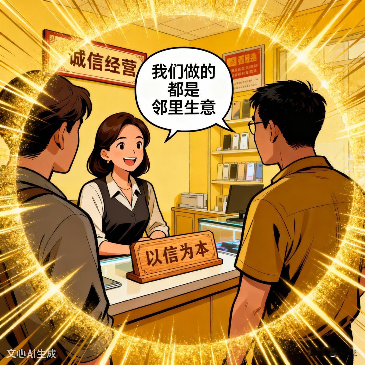 诚信之光，照亮邻里生意路

上个月，我不慎将手机屏摔裂，便前往武利镇上的手机维修