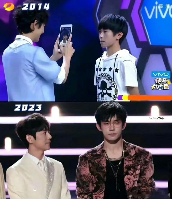 何老师作为内娱综艺主持一哥，见证了众多明星的成长。看图猜猜他们是谁？网友留言：何