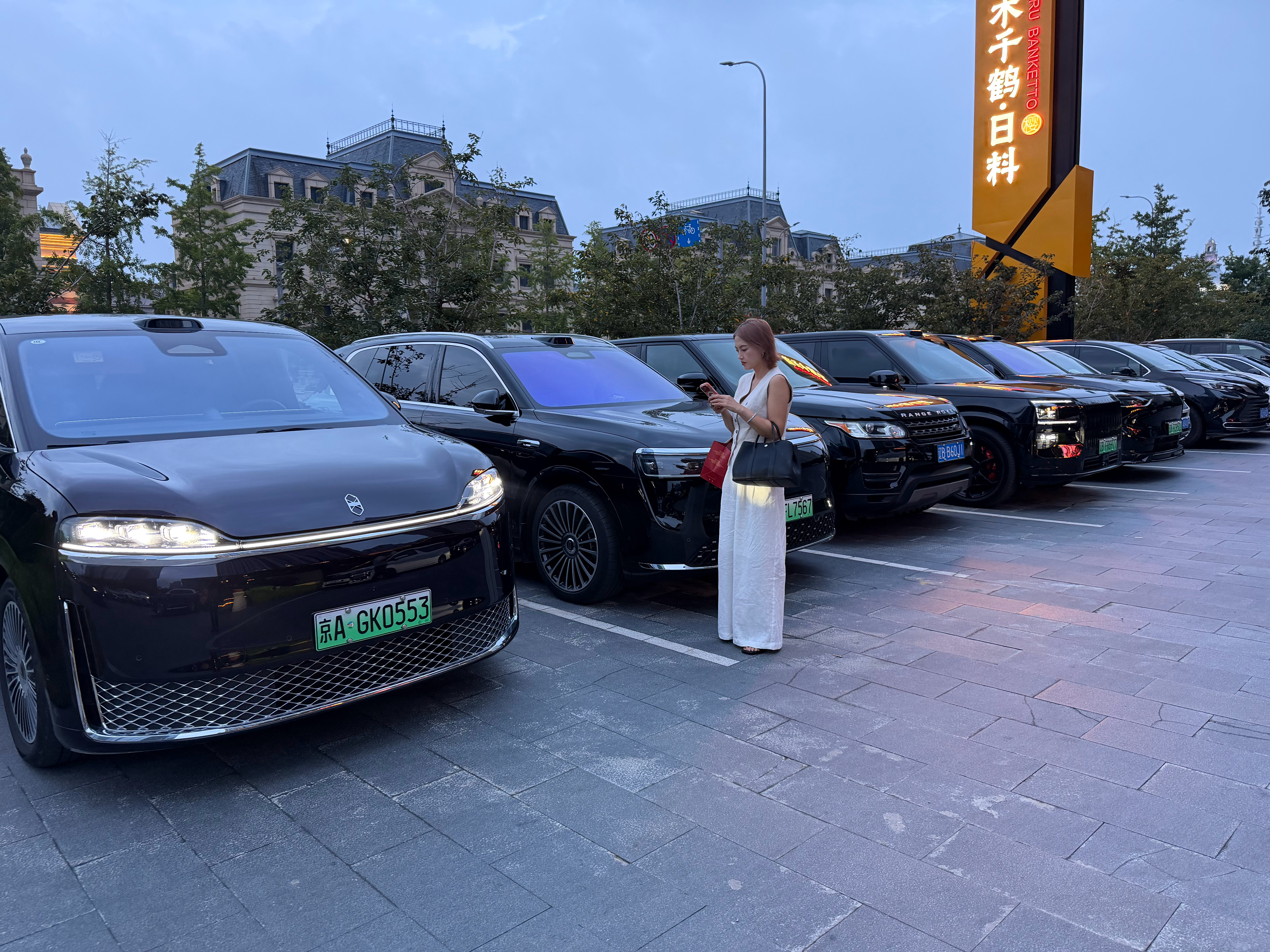 过去和现在饭店门口其实右侧还有台尊界各种理想 零跑9X这几天我看到不下30台太猛