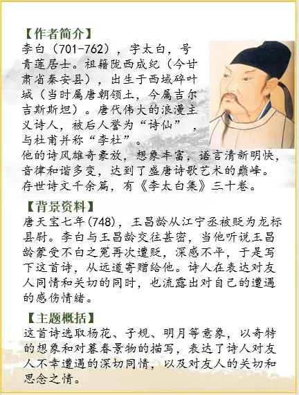 李白《闻王昌龄左迁龙标遥有此寄》解析