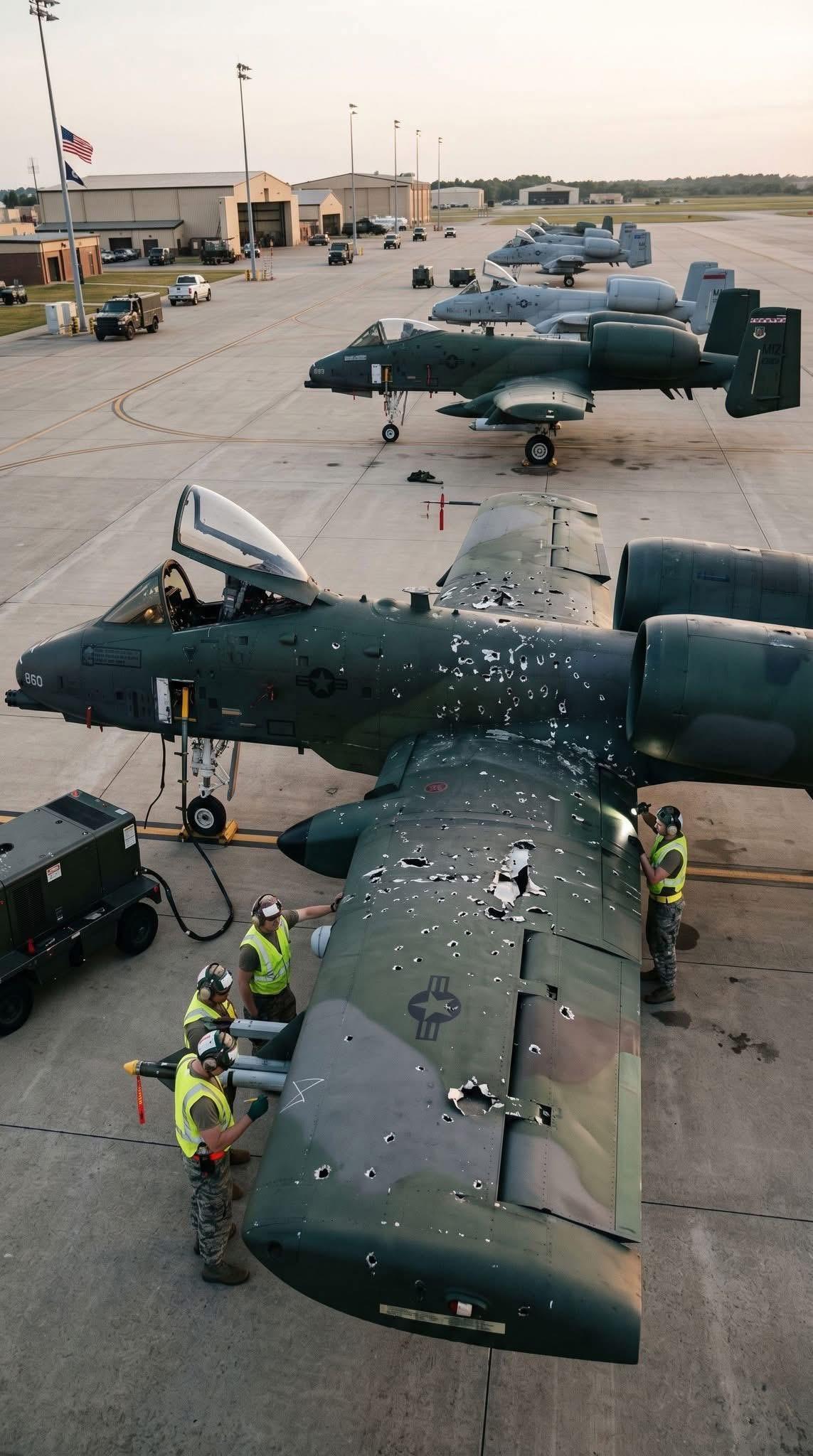 这张震撼的照片，完美诠释了 A-10 “雷电 II” 攻击机 “飞行坦克” 的称