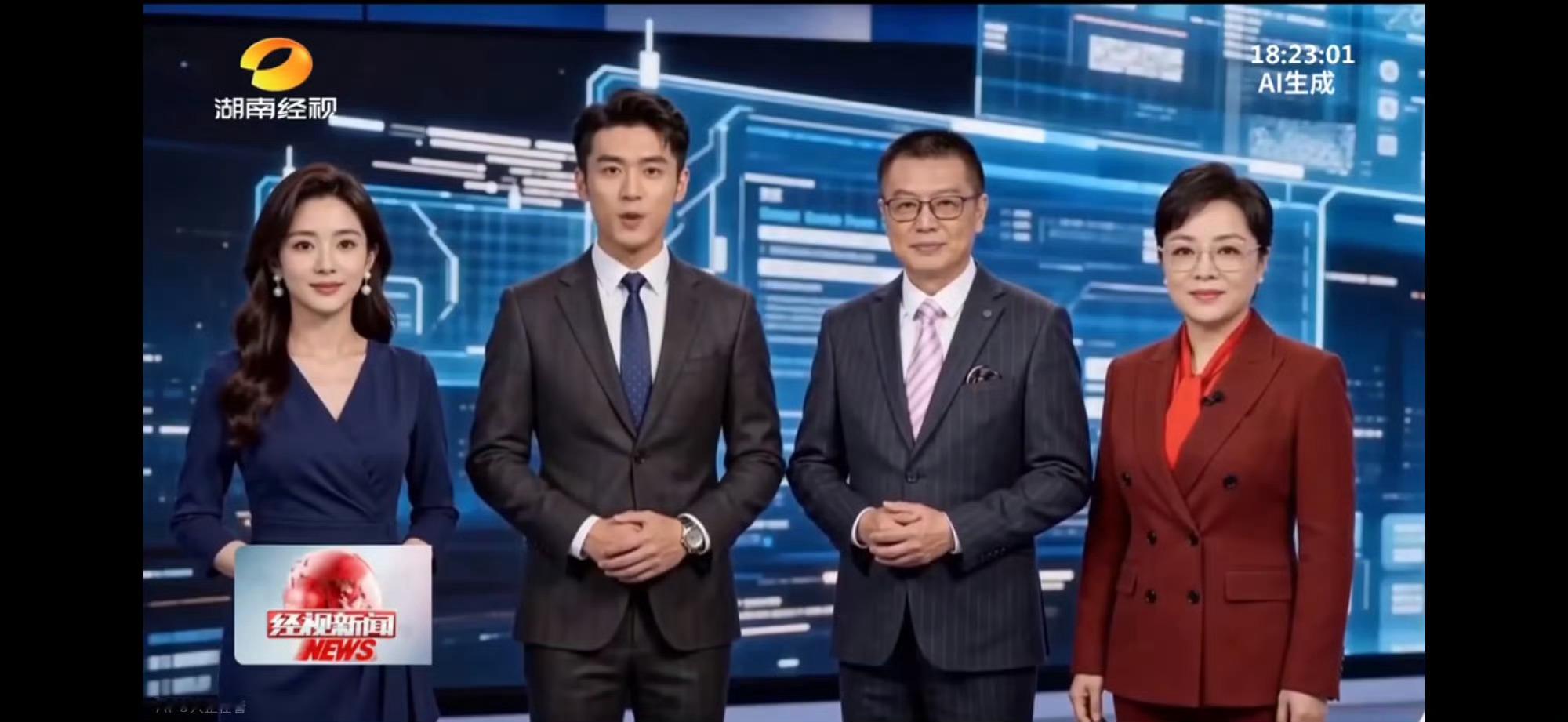 湖南广电 AI播新闻 什么…湖南经视频道主持人也被淘汰了嘛哎 ai应该是造福人类