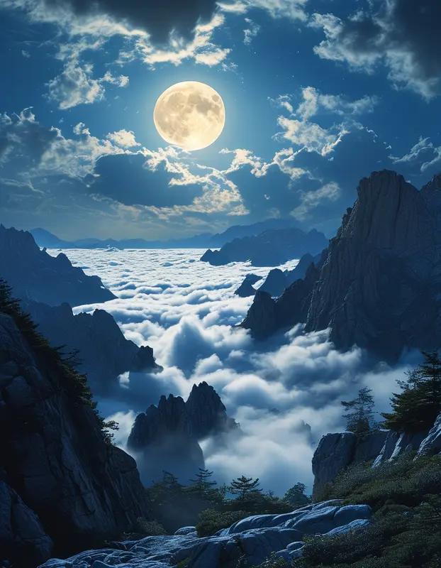 峰衔落日吞霞色，请下联云抱孤川揽月痕。